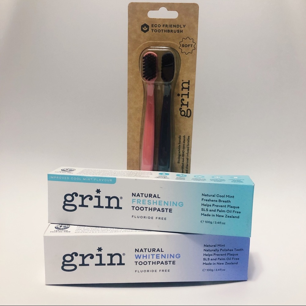 Grin Toothpaste(2) and Toothbrushes(2) Bundle!